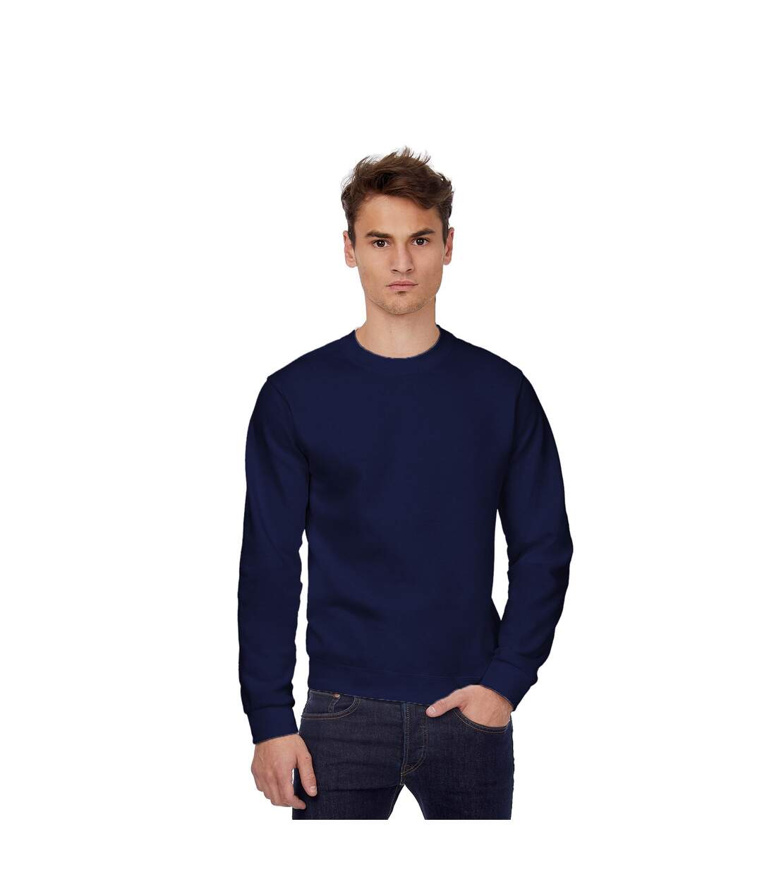 B&C Mens Crew Neck Sweatshirt Top (Navy Blue)