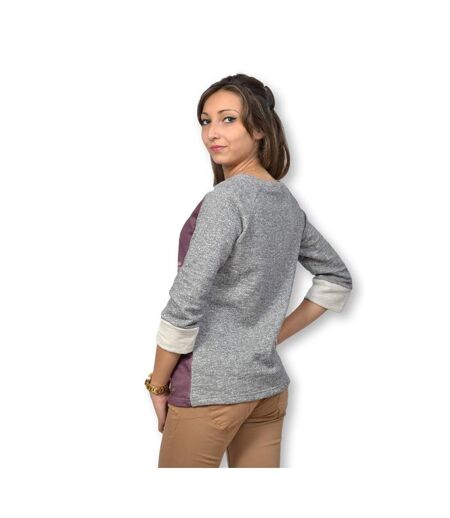 Pull sweat femme manches longues - Bi couleur - Col rond