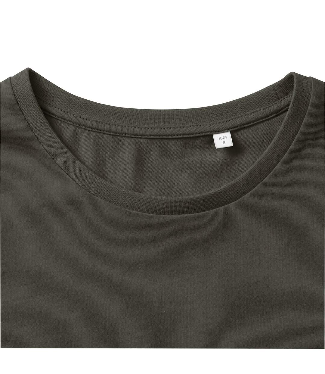 Womens/ladies organic short-sleeved t-shirt dark olive Russell-4