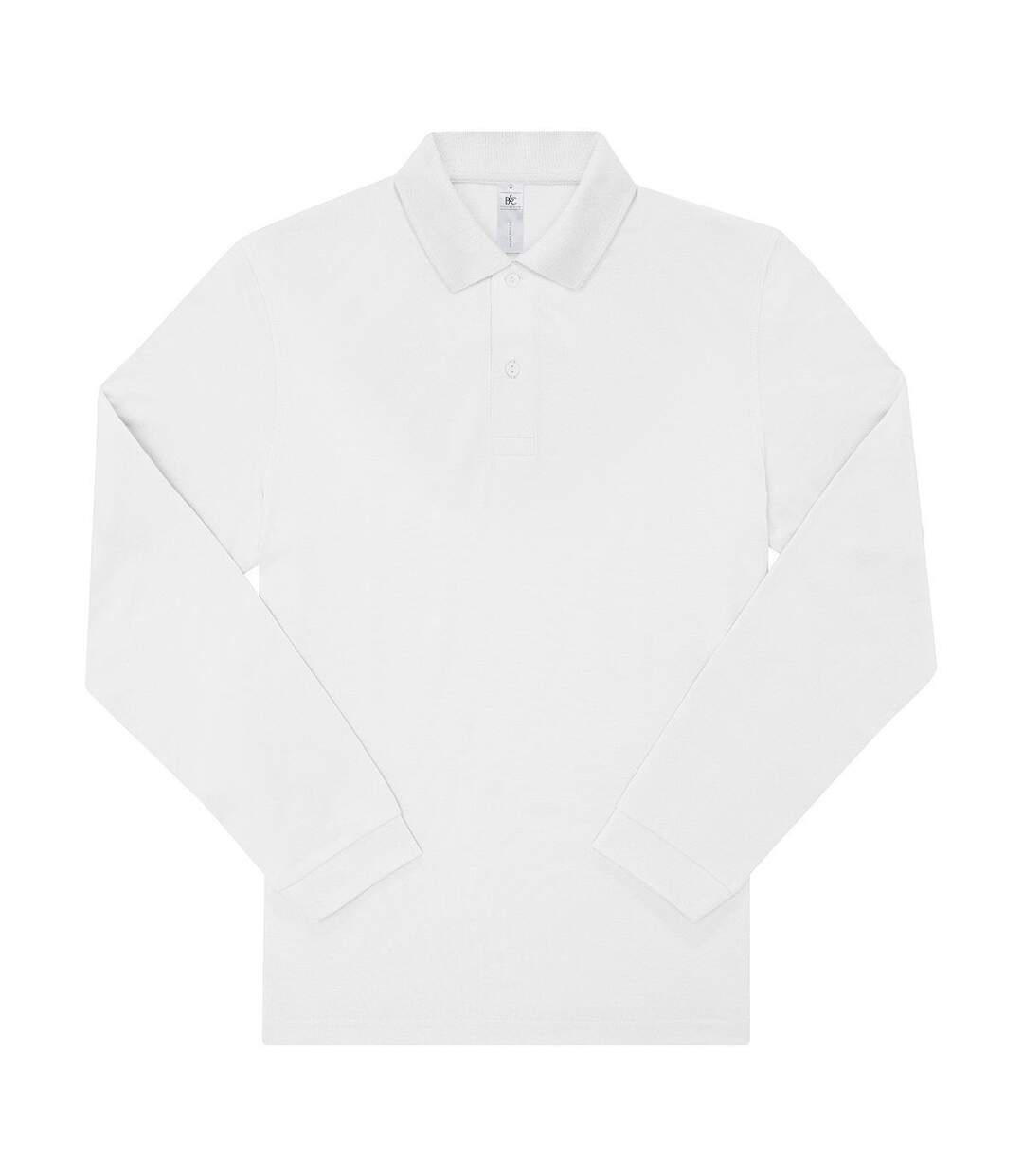 Polo manches longues- Homme - PU427 - blanc