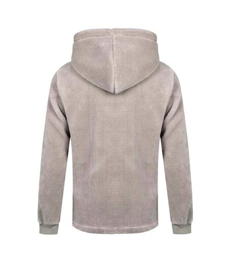 Mens Logo Sherpa Quarter Zip Hoodie Grey MKI MIYUKI ZOKU
