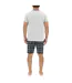 Ensemble Pyjama court homme en coton à carreaux et Logo poitrine Pierre Cardin-2