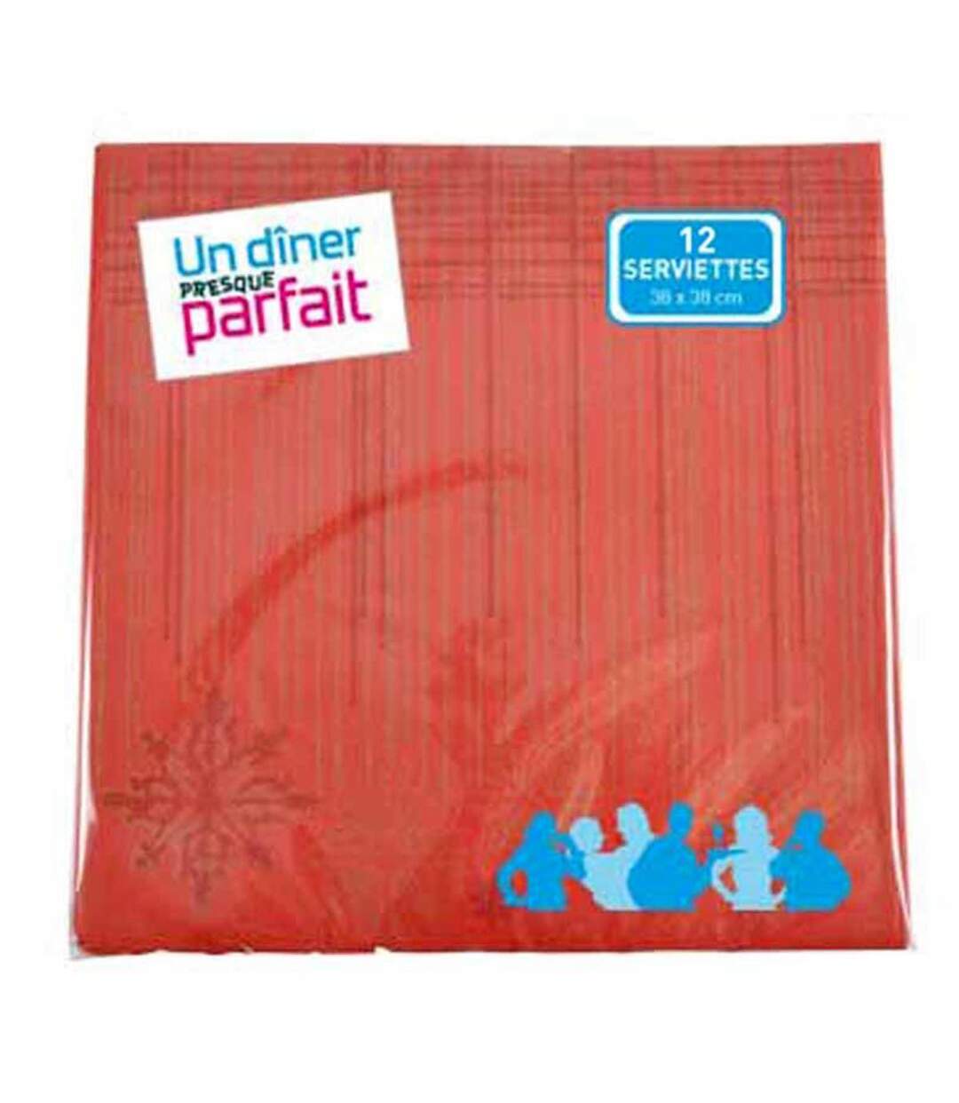 Lot de 12 Serviettes Effet Tissu Flocons 40x40cm Rouge-1