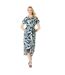 Womens/ladies leaf print wrap midi dress navy Principles