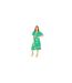 Robe Portefeuille Manches Style Kimono Motif/style Floral Femme Vert Yumi-1
