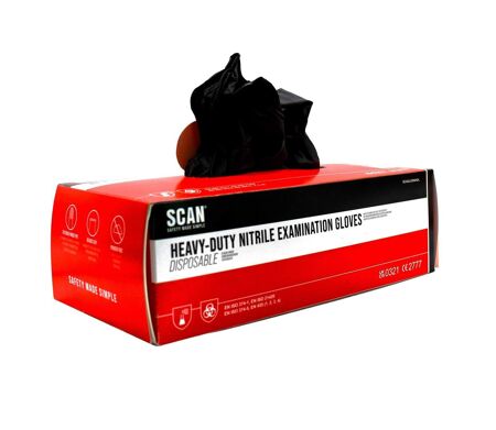 N heavy-duty nitrile disposable gloves, black one size multi colour SCA