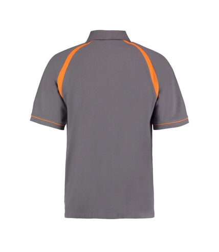 Mens oak hill polo shirt charcoal/orange Kustom Kit