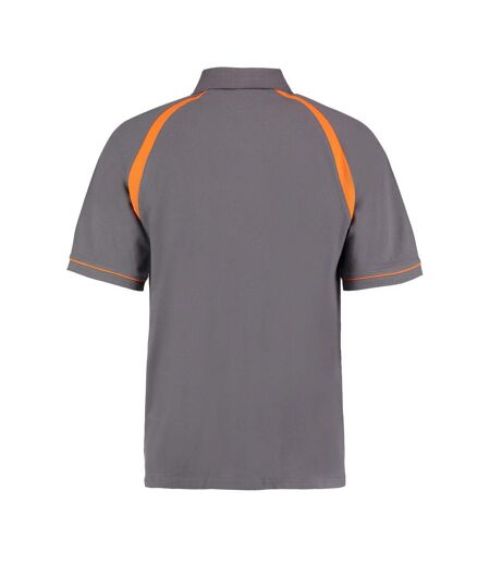 Mens oak hill polo shirt charcoal/orange Kustom Kit