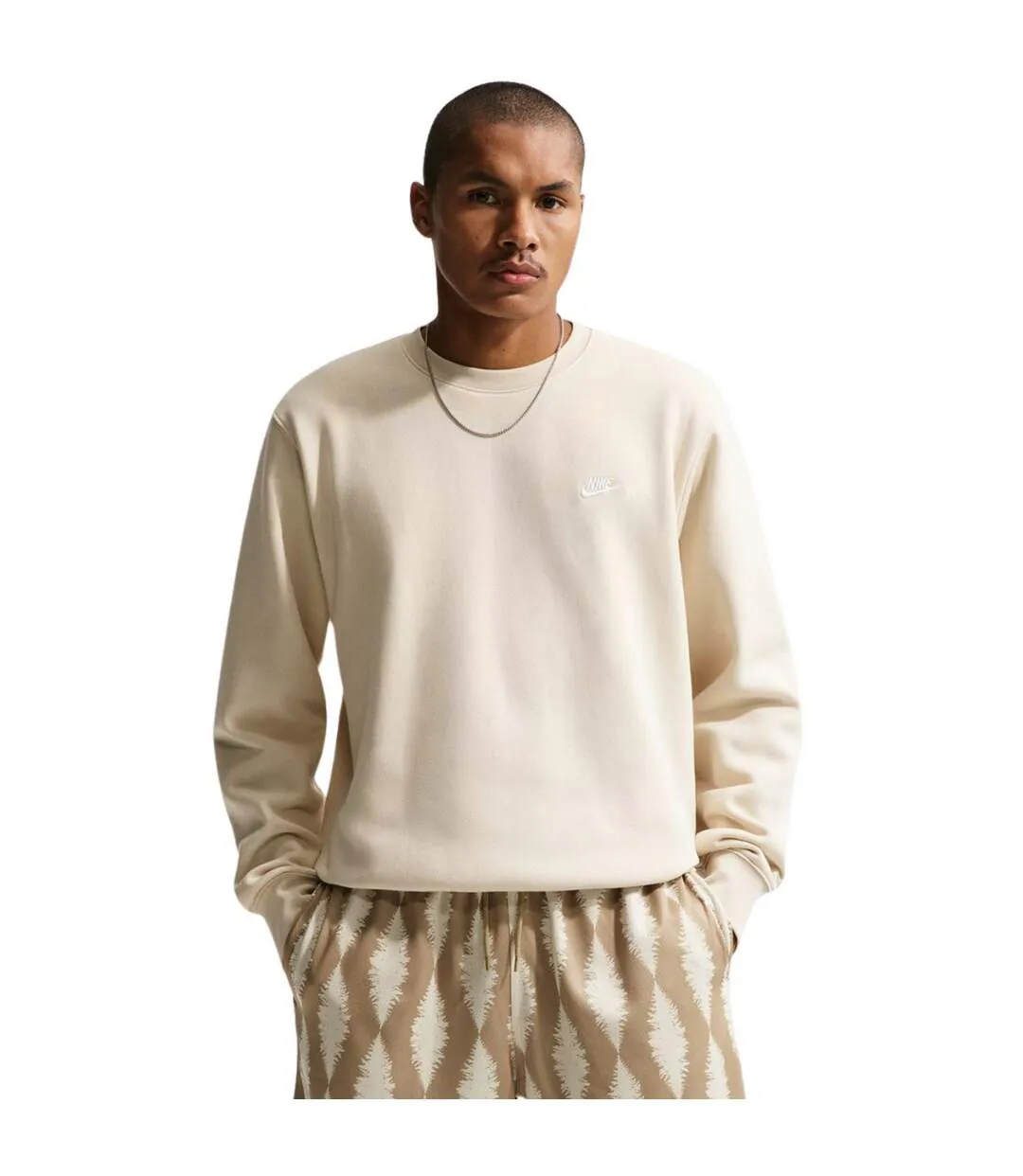 Sweat Club Homme Kaki Clair Blanc Nike-2