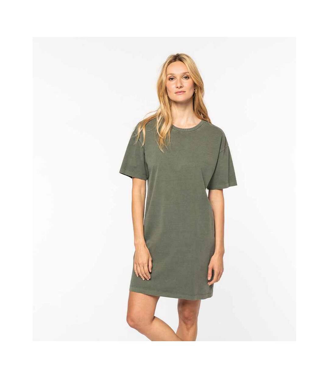 Womens/ladies t-shirt dress organic khaki Native Spirit