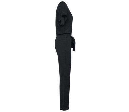 Combinaison en lin en maille - Femme - PATS5004 - noir