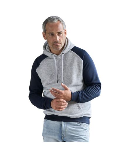 Tee Jays Mens Two Tone Raglan Hooded Sweatshirt (Heather Gray/Navy) - UTPC3428