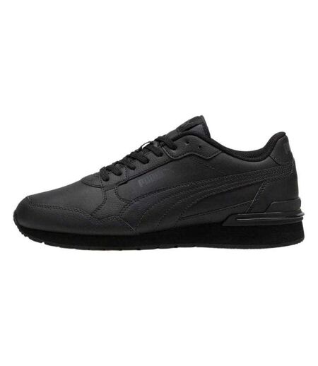Mens St Runner V4 Leather Trainers Black Puma