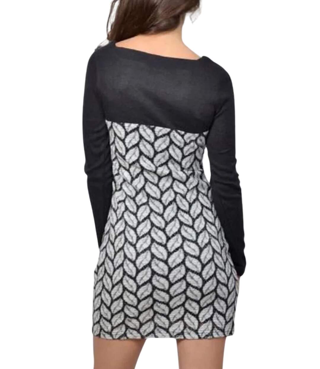 Robe femme manches longues de couleur noir -  Elégante et effet de transparence-2