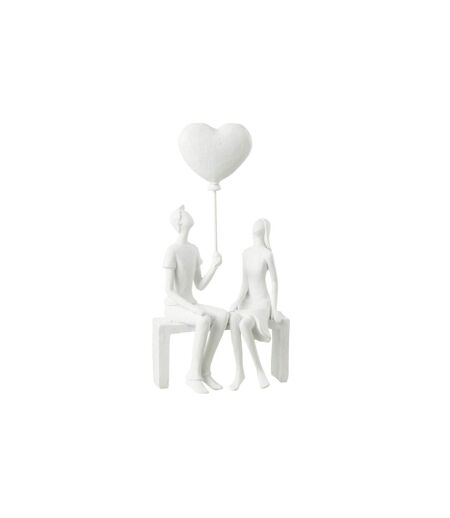 Statuette Déco Couple Assis Ballon 23cm Blanc