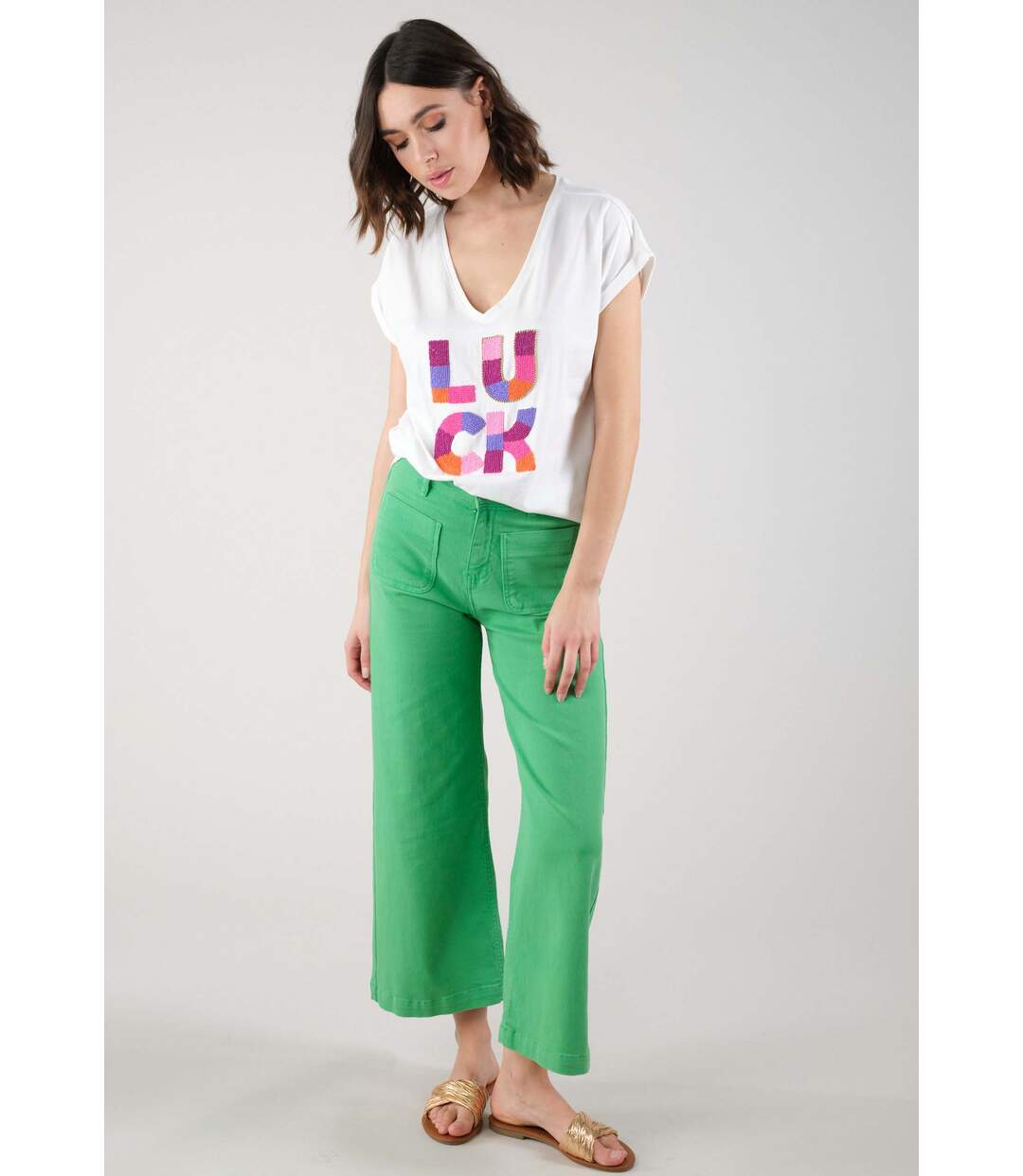 T-shirt bohème en coton pour femme LUCKY