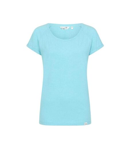 Womens/ladies Plain Roll Sleeve T-shirt Spearmint Lazy Jacks