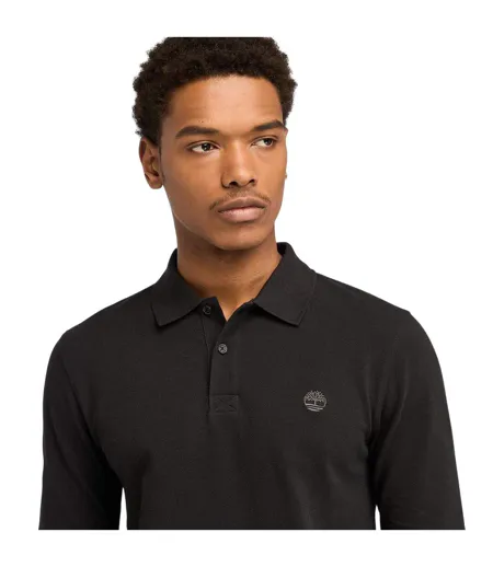 Polo Manches Longues Motif/style Côtelé Homme Noir Timberland