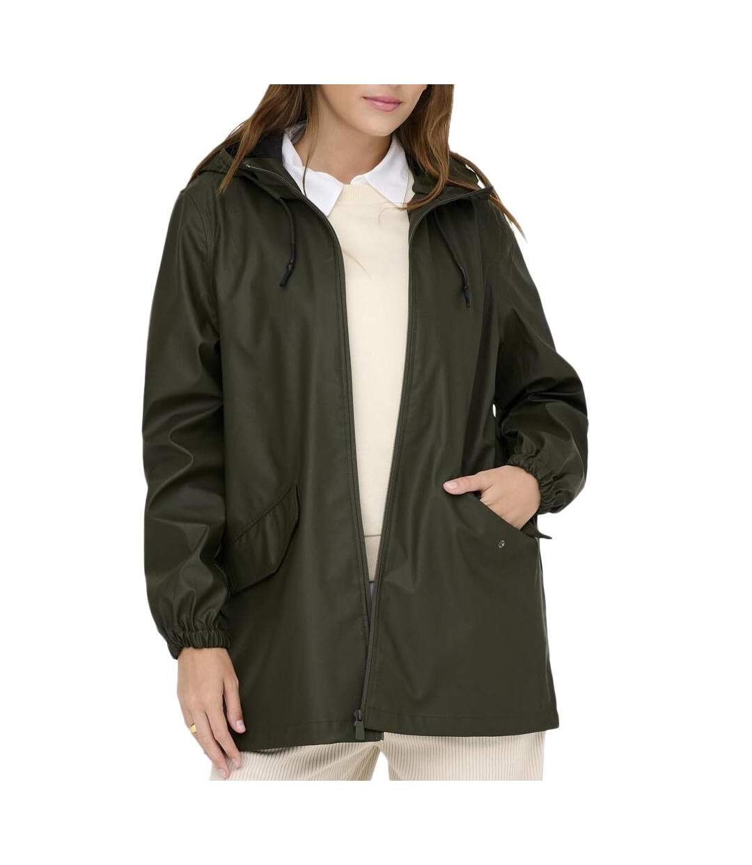 Veste imperméable kaki femme jdy raincoat-1