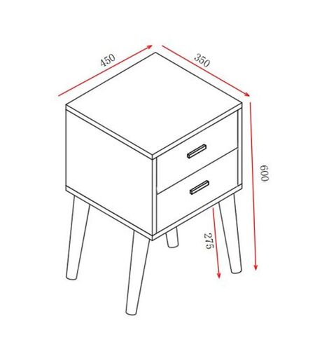 Table de Chevet 2 tiroirs EDWING - 45 x 35 x 60 cm - Marron - Rangement pour chambre à coucher, salon