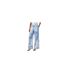 Womens/ladies Knitted Pull-on Wide Leg Trousers White Blue Off-White-1