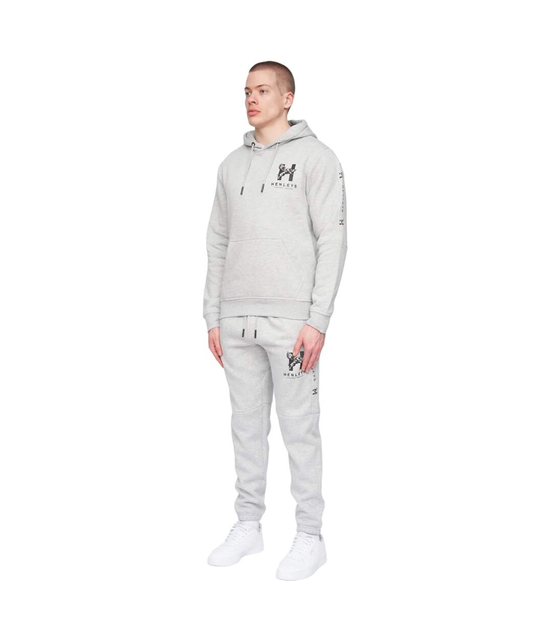 Sweat à capuche tapehen homme gris chiné Henleys