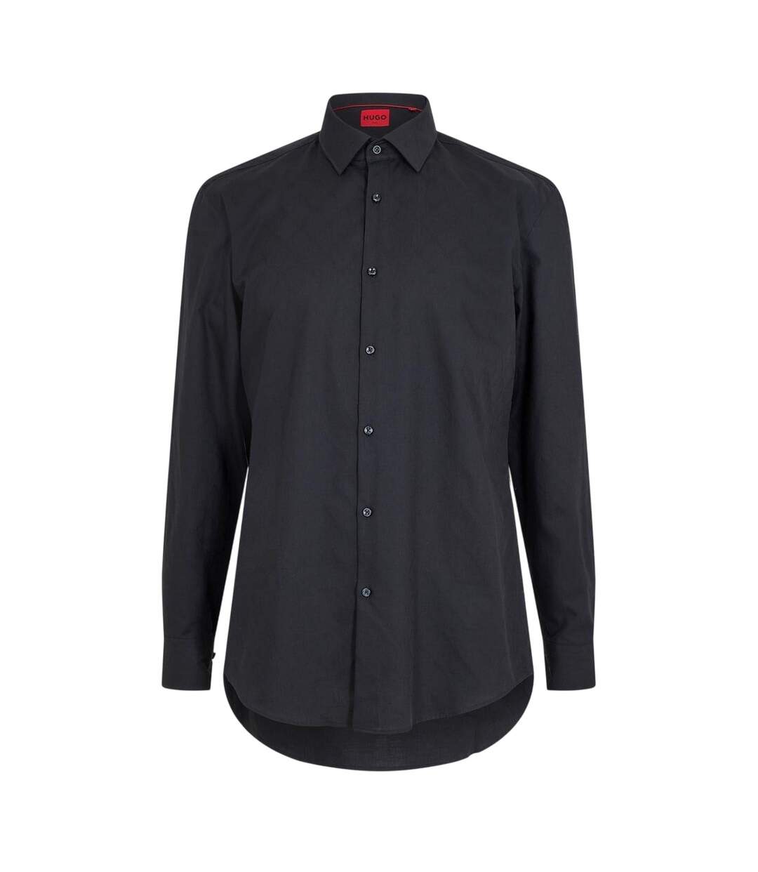 Mens Point Collar Regular Long-sleeved Shirt Black Boss-2