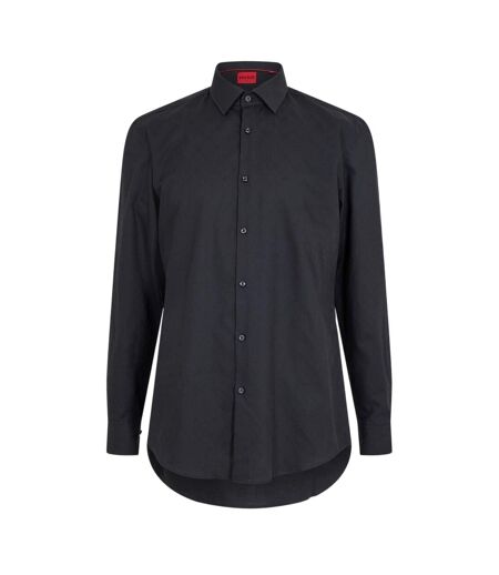 Mens Point Collar Regular Long-sleeved Shirt Black Boss