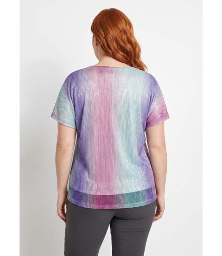 T-shirt court brillant col V effet plissé
