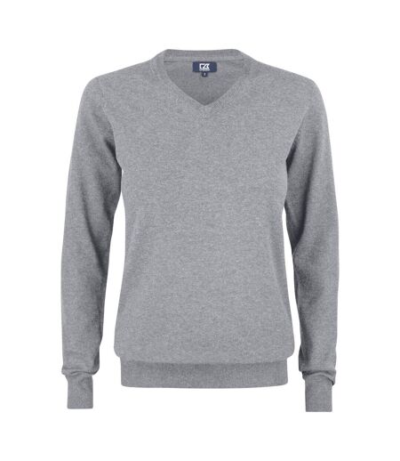 Womens/ladies oakville v neck sweatshirt grey melange Cutter & Buck