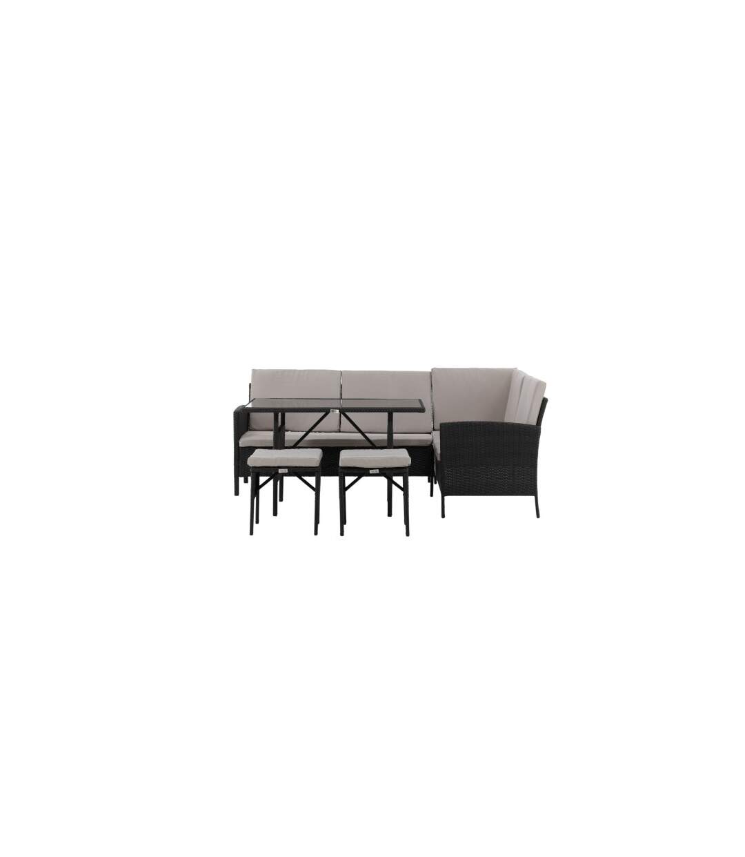 Salon d'Angle de Jardin Knock 145cm Noir & Gris-5
