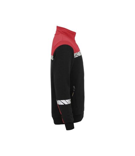 Mens Progression Hi-vis Full Zip Sweatshirt Black Red Projob