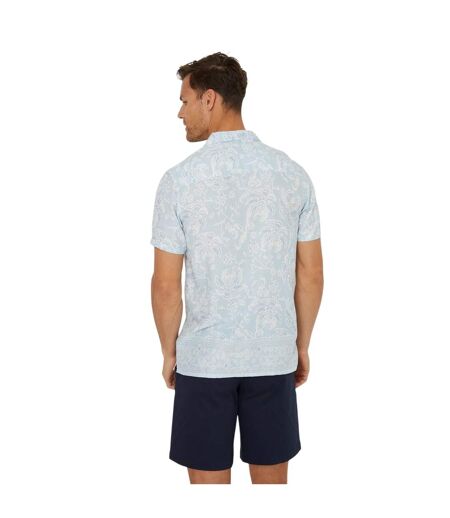 Mens Floral Regular Short-sleeved Shirt Sky Threadbare