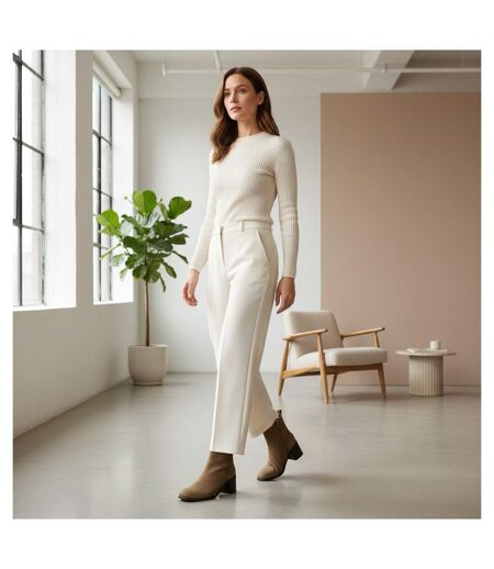 OZABI Bottines Femme Suédine Zippée Talon Bloc 5 cm Bout Arrondi
