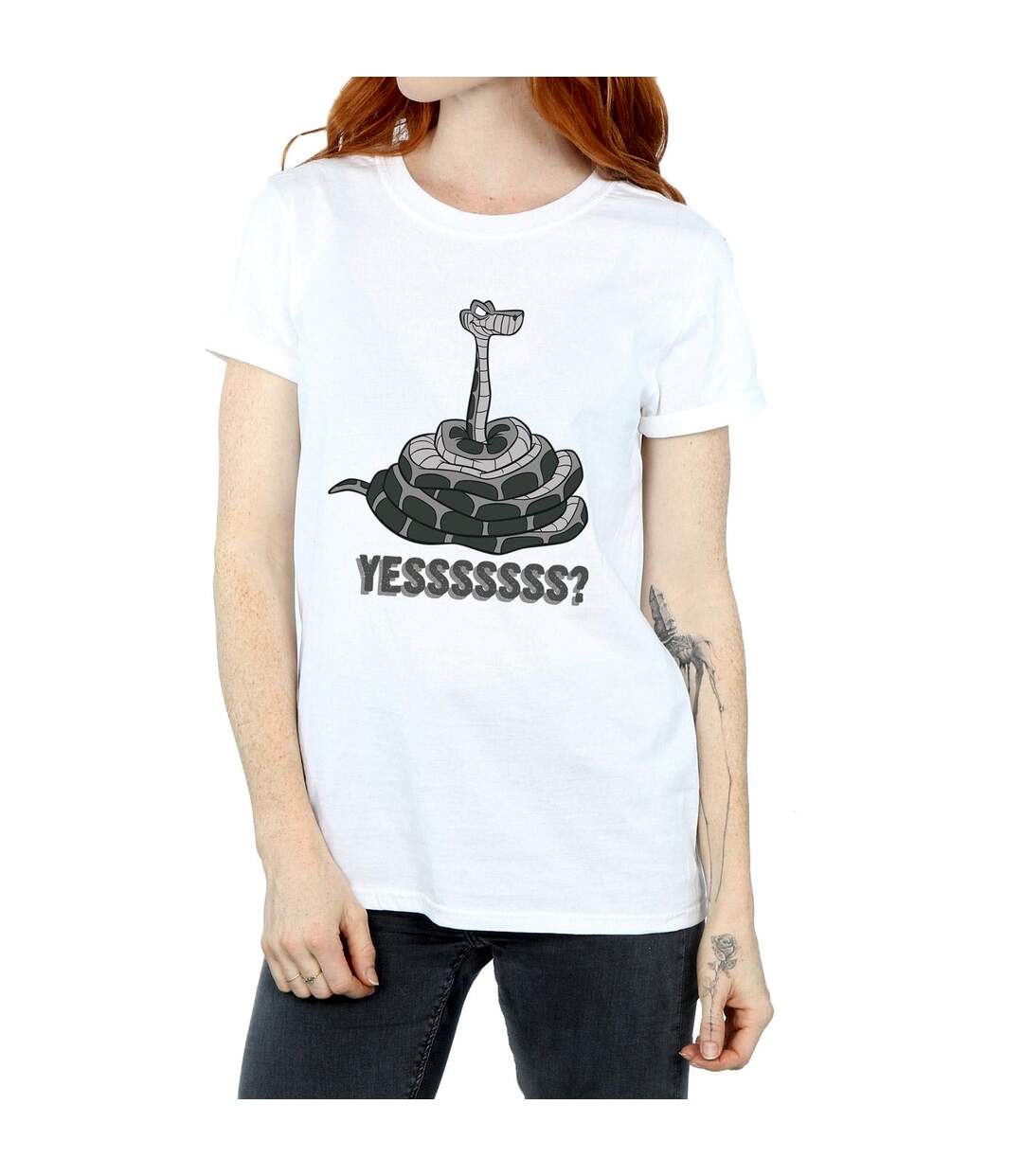 Disney Womens/Ladies The Jungle Book Kaa Yesssss Cotton Boyfriend T-Shirt (Blanc) - UTBI28304-3