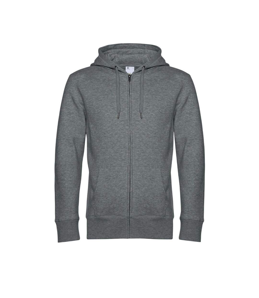 Mens King Zipped Hoodie Mid Grey Heather B&C-1