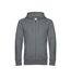 Mens King Zipped Hoodie Mid Grey Heather B&C-1