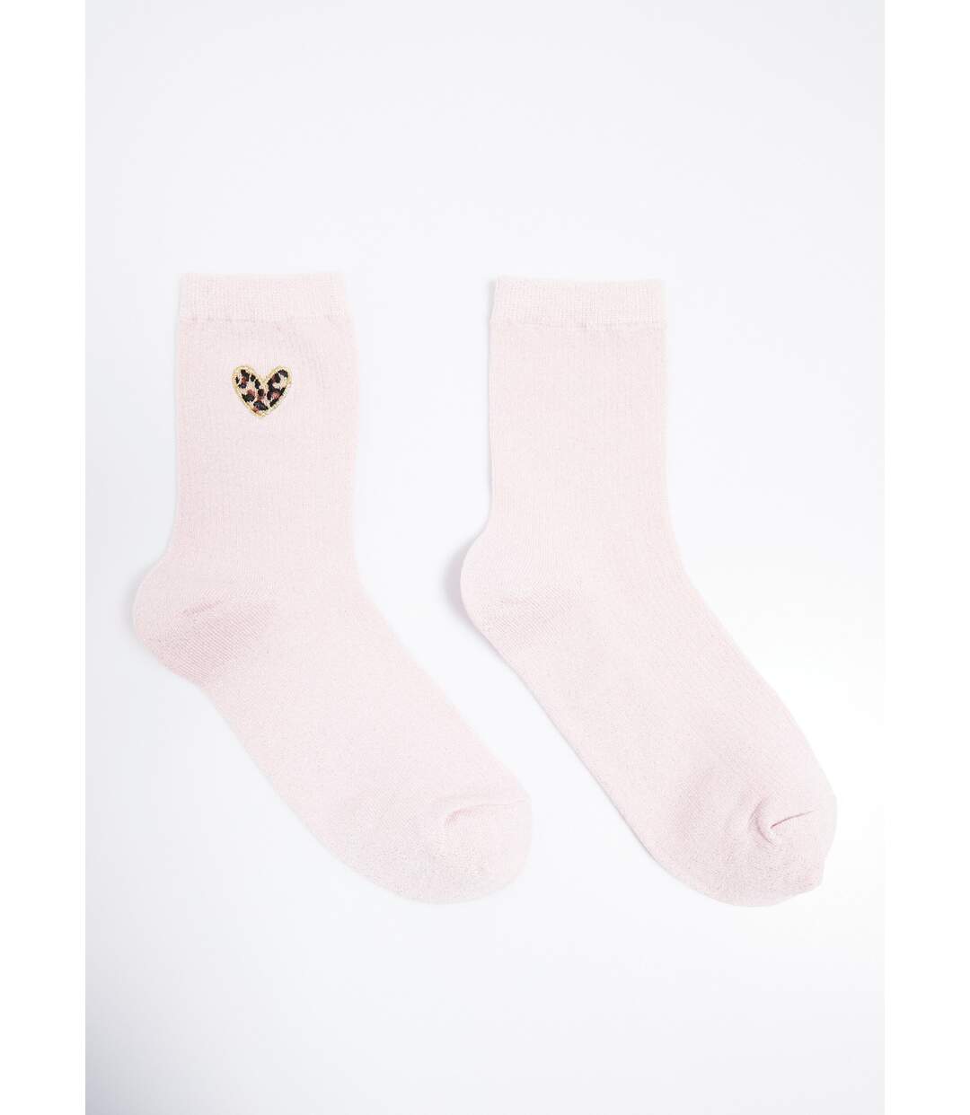 Chaussettes fines côtes motif c¿ur léopard-1