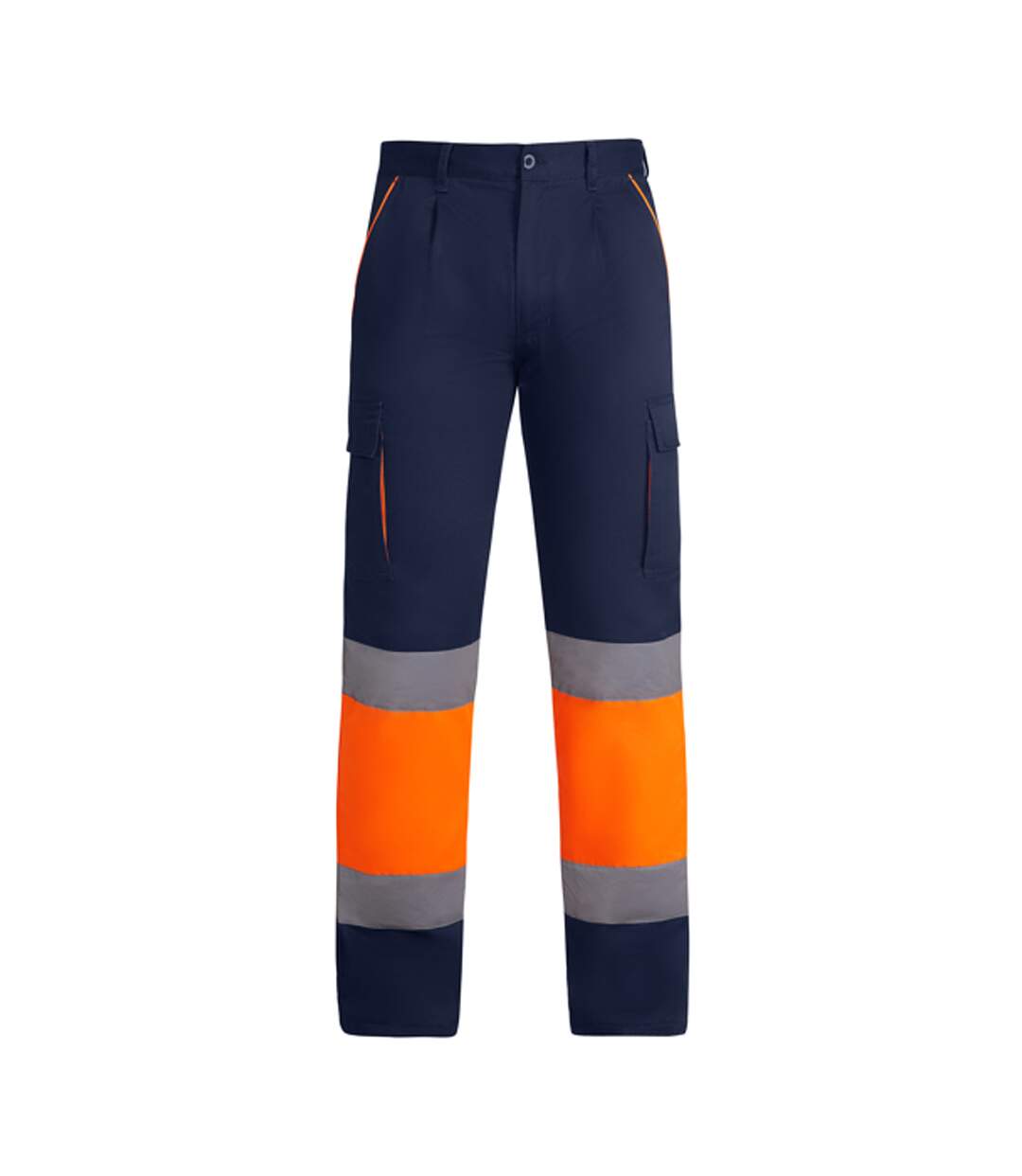 Pantalon Homme Bleu Marine Orange Fluo Roly Workwear-1