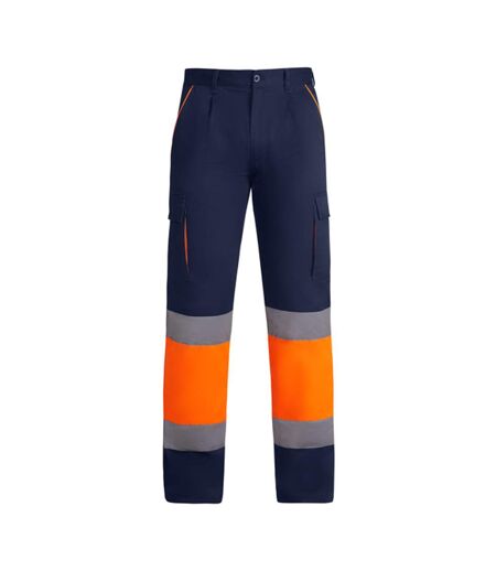 Pantalon Homme Bleu Marine Orange Fluo Roly Workwear