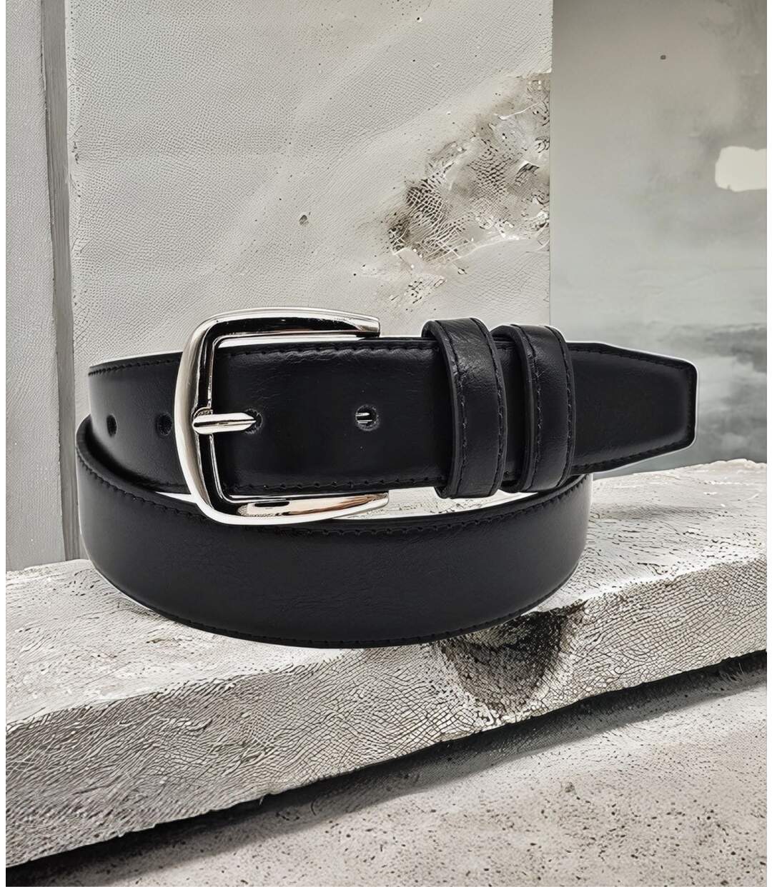 Ceinture Synthétique couleur noir Classique pour Homme - Style élégant en PVC-3