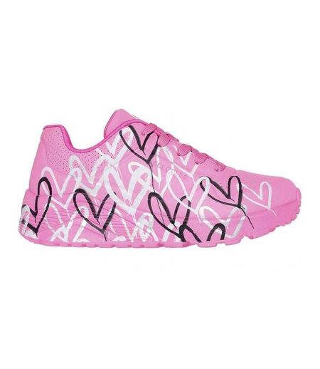 Childrens/kids Jgoldcrown Uno Lite Metallic Love Trainers Pink Skechers