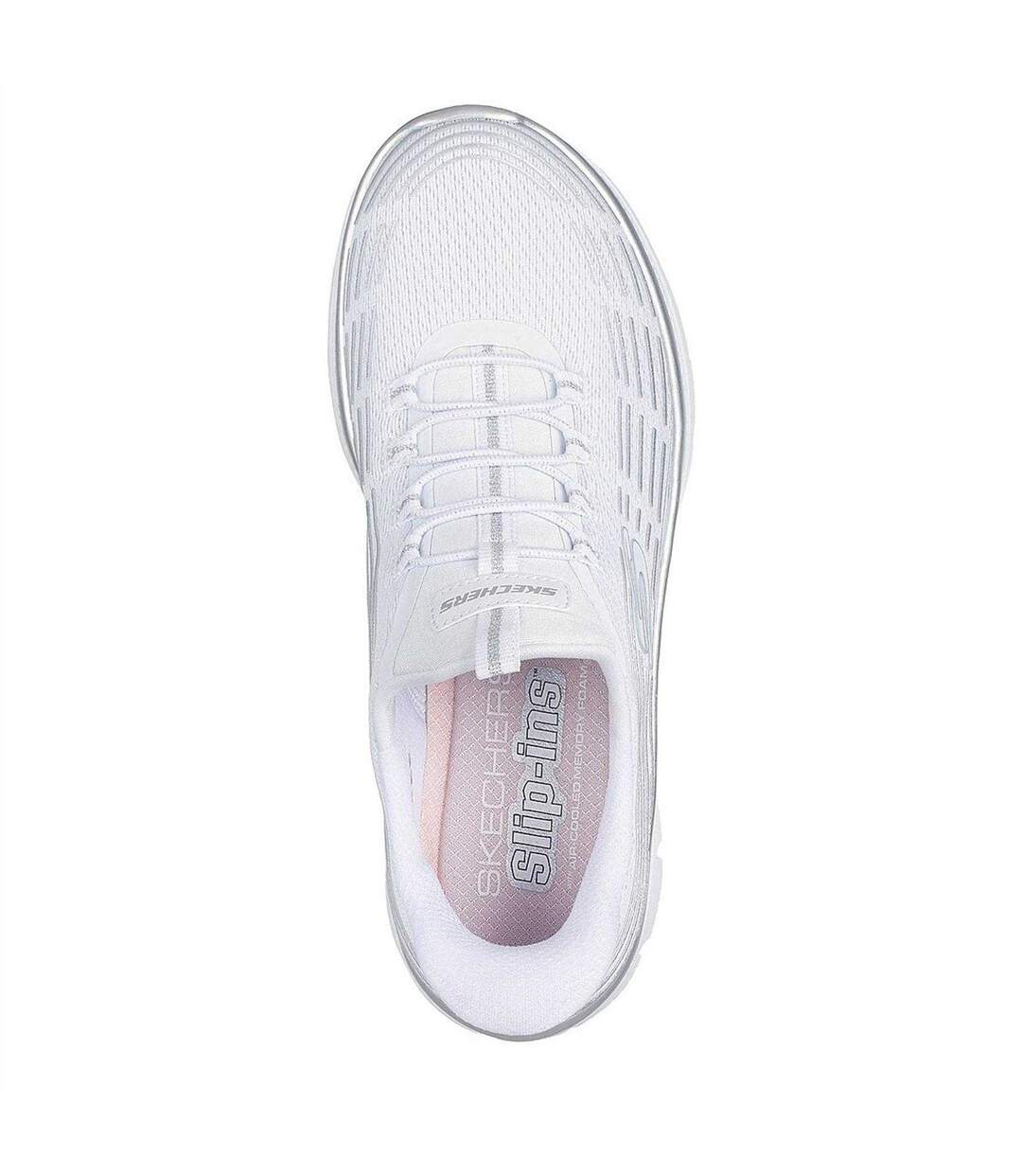 Womens/ladies Glitter Slip-in Trainers White Skechers-3