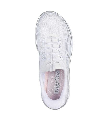 Womens/ladies Glitter Slip-in Trainers White Skechers
