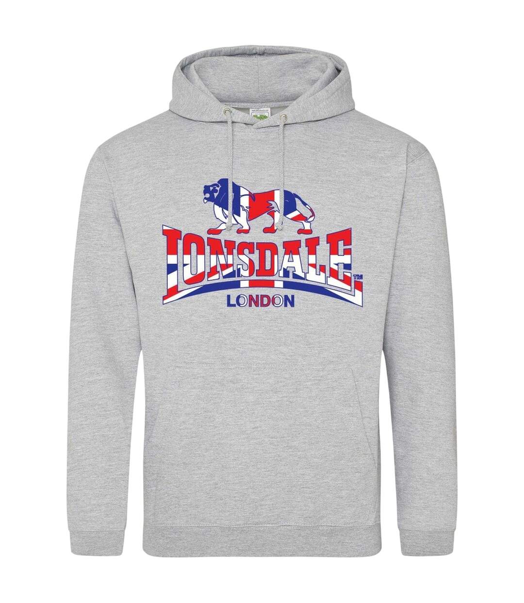 Mens Union Jack Logo Hoodie Grey Lonsdale-1