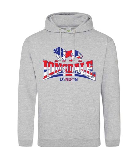 Mens Union Jack Logo Hoodie Grey Lonsdale