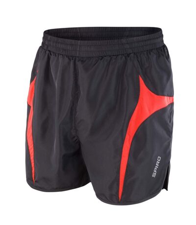 Spiro Mens Micro-Lite Running Shorts (Black/Red) - UTPC6814