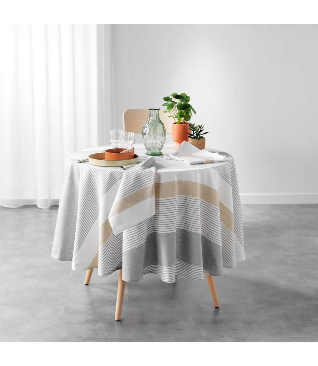 Nappe de Table Ronde Iliade 180cm Gris-3