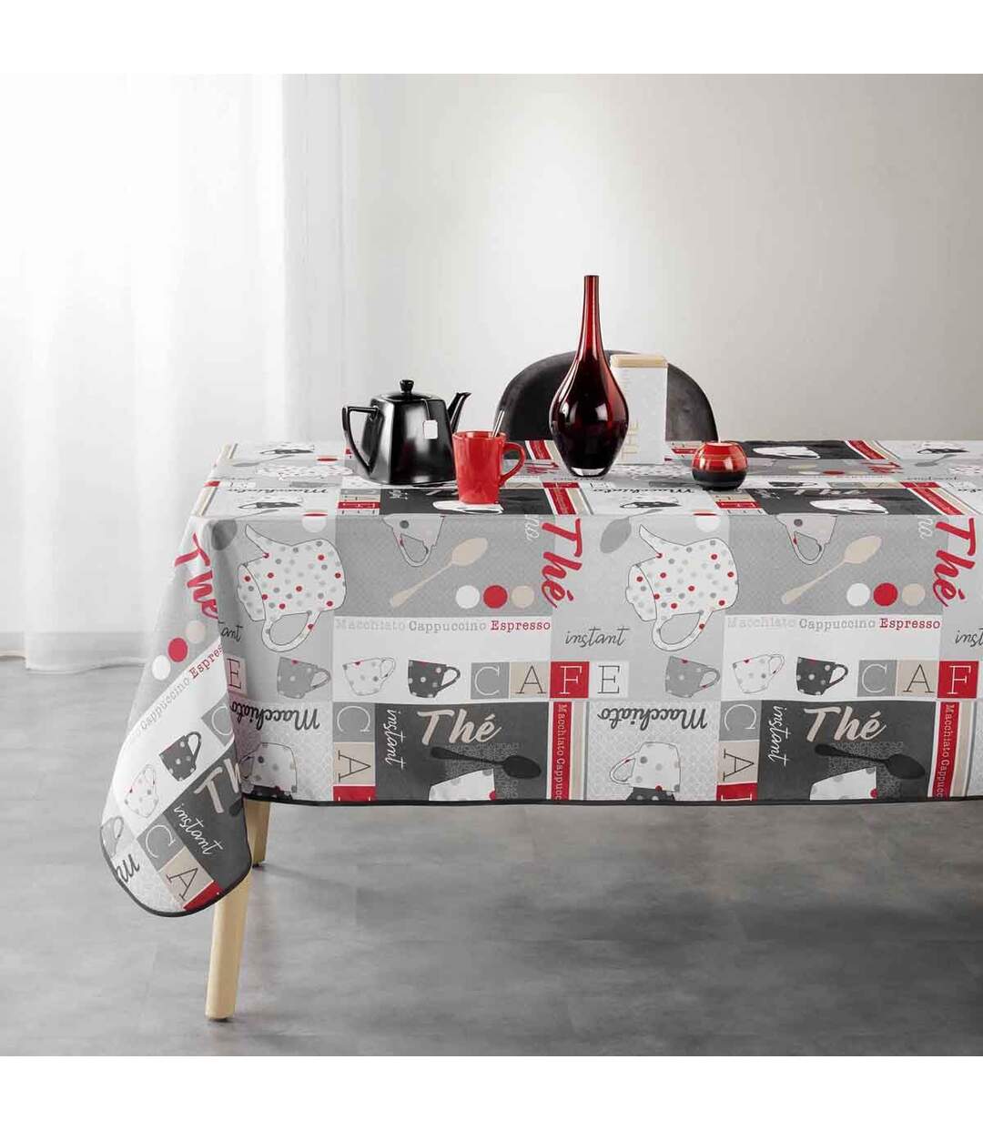 Nappe Imprimée Déjeuner 150x240cm Gris-3