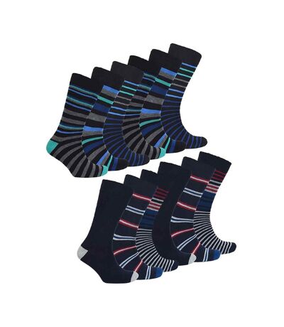 Sock Snob - 12 Paires Homme Chaussettes Bambou Fantaisie Rayures Design